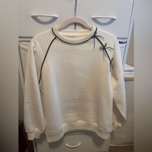 Zara Cream Crewneck Sweater with Black Bows